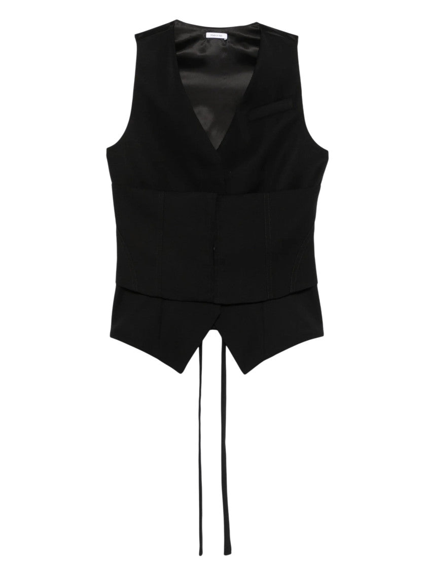 Black Solid V Neck Jacket 1