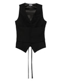 Black Solid V Neck Jacket 1