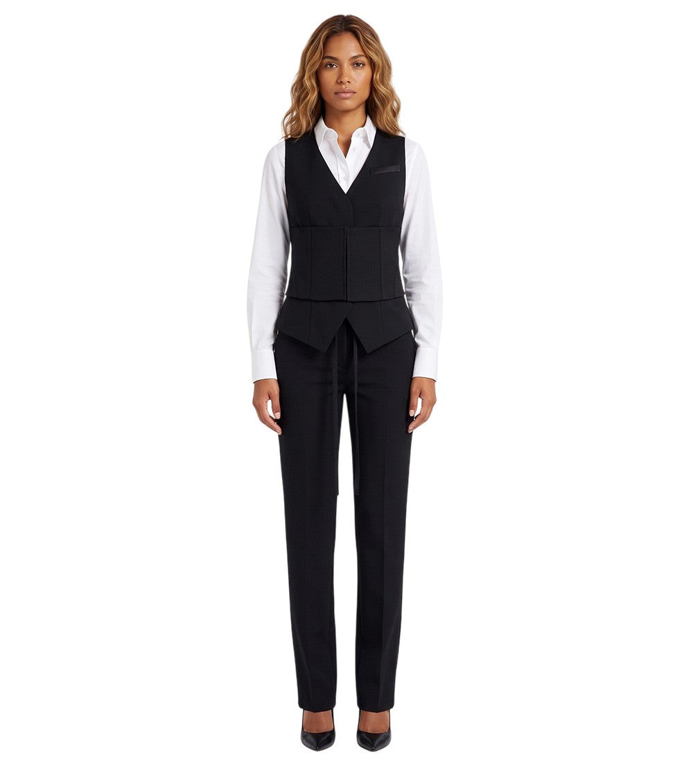 Black Solid V Neck Jacket 2