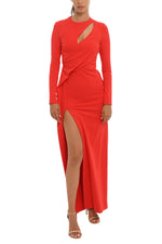 Red Crew Neck Maxi Dress 1