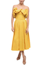 Yellow Off Shoulder Midi Dress 1