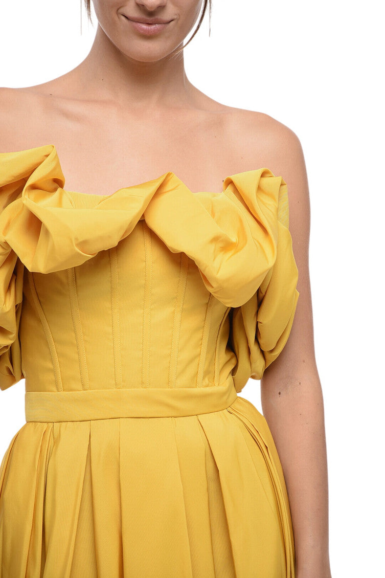 Yellow Off Shoulder Midi Dress 3