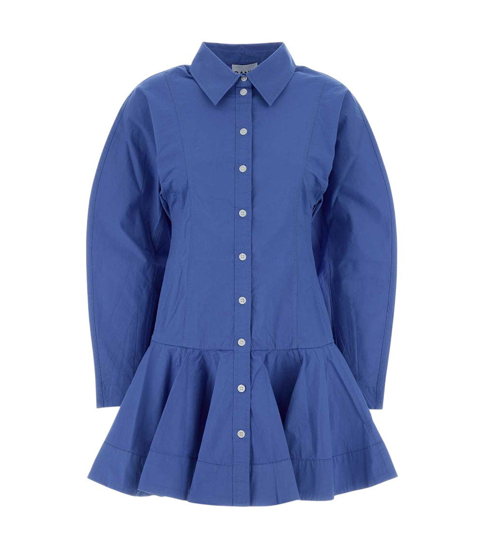 Blue Shirt Collar Mini Dress 1