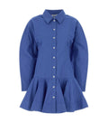 Blue Shirt Collar Mini Dress 1
