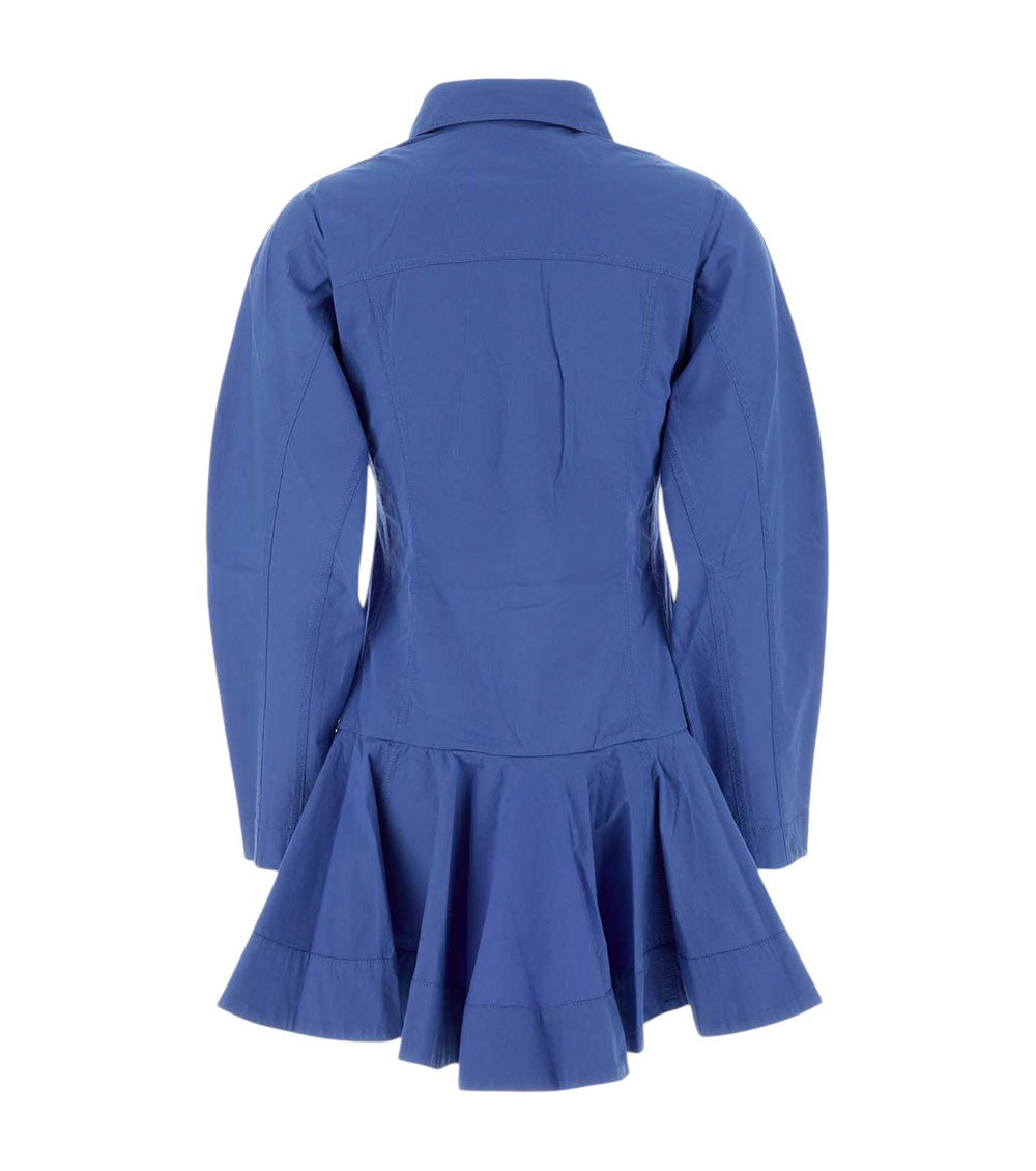 Blue Shirt Collar Mini Dress 2