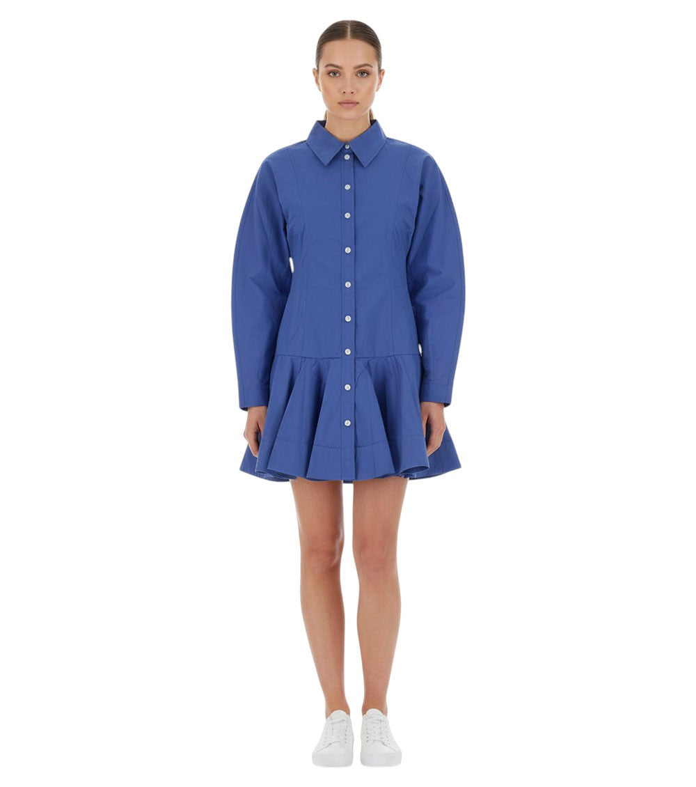 Blue Shirt Collar Mini Dress 3