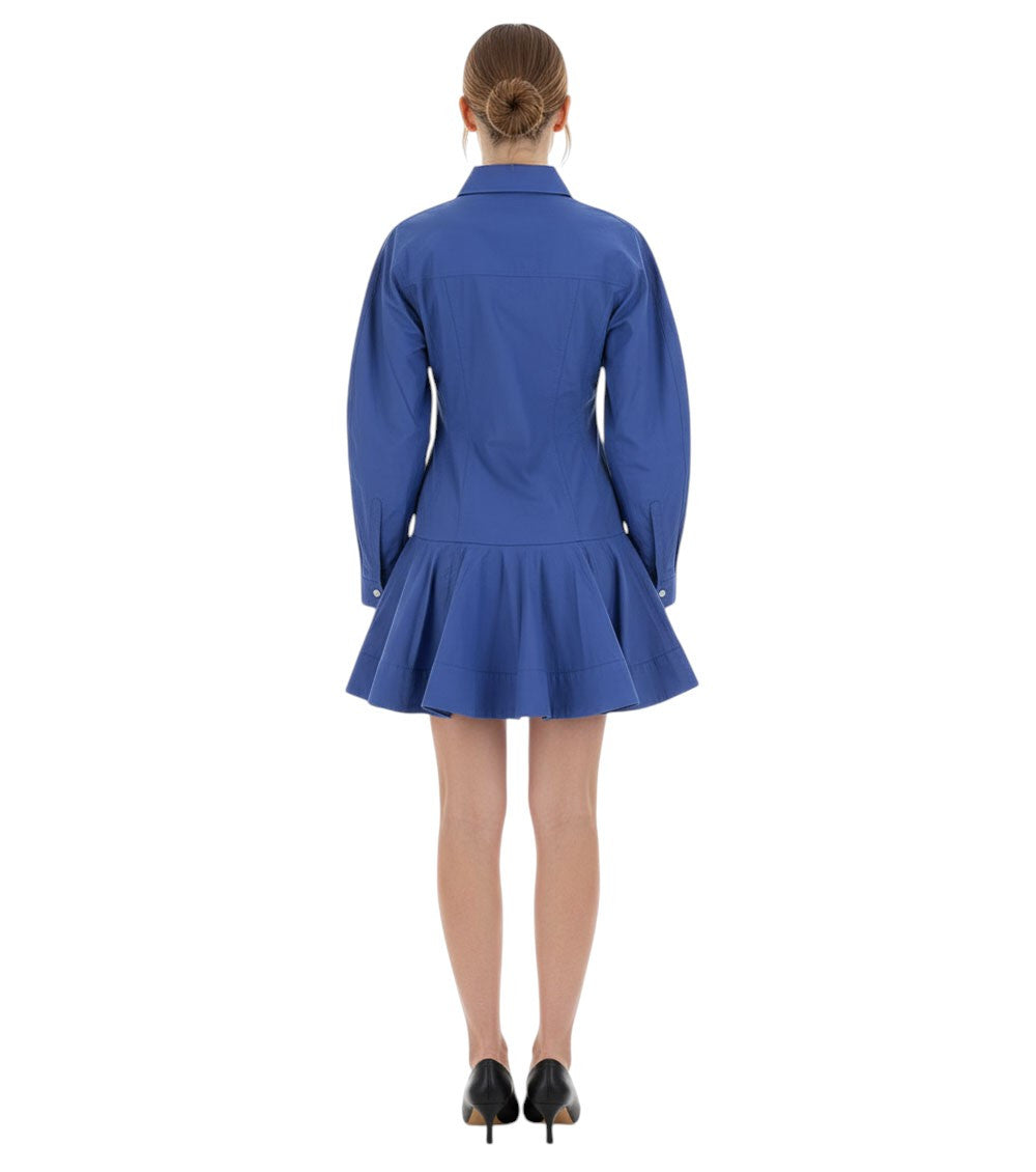 Blue Shirt Collar Mini Dress 4