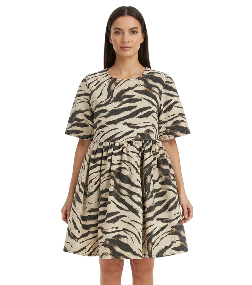 Multicolor Round Neck Mini Dress 3