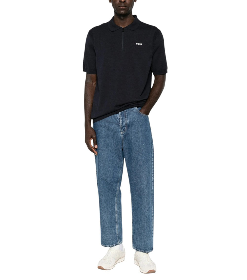 Dark Blue Shirt Collar Polo 4