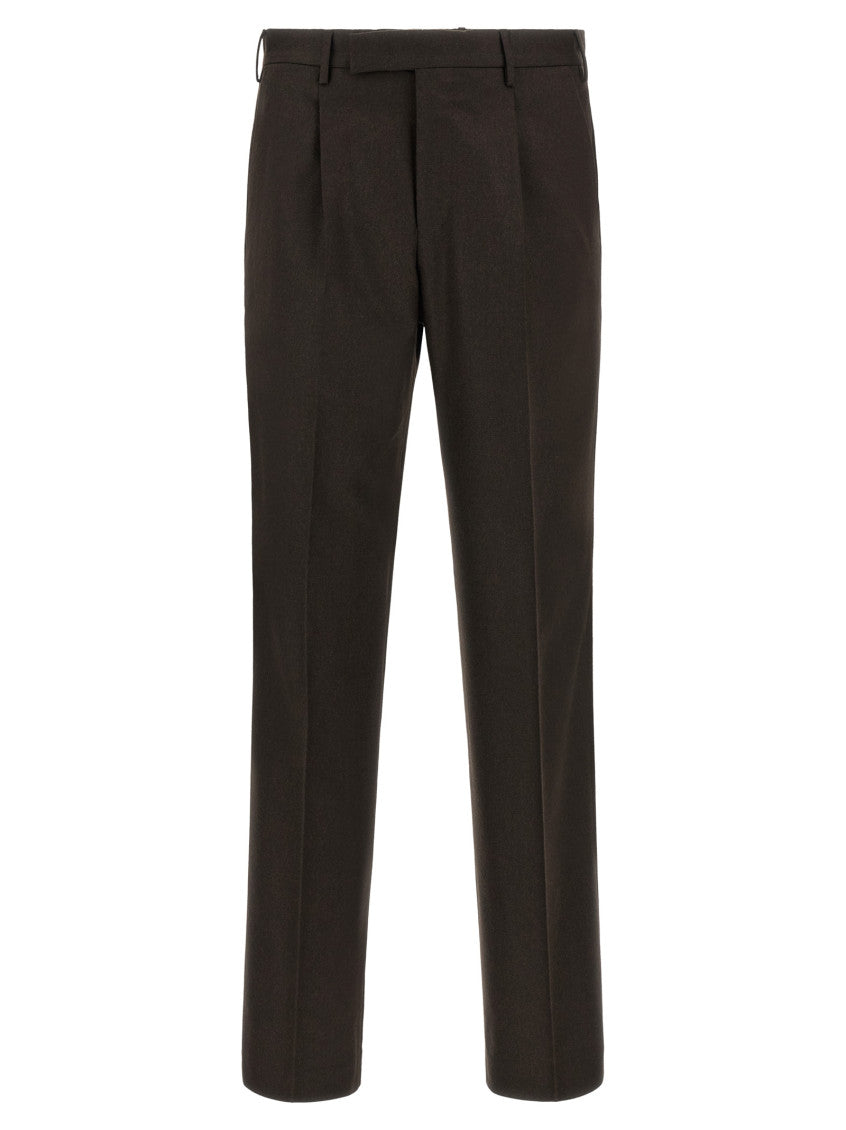 Dark Brown Pleated Trousers 1