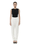 White Tapered Pleated Pants 1
