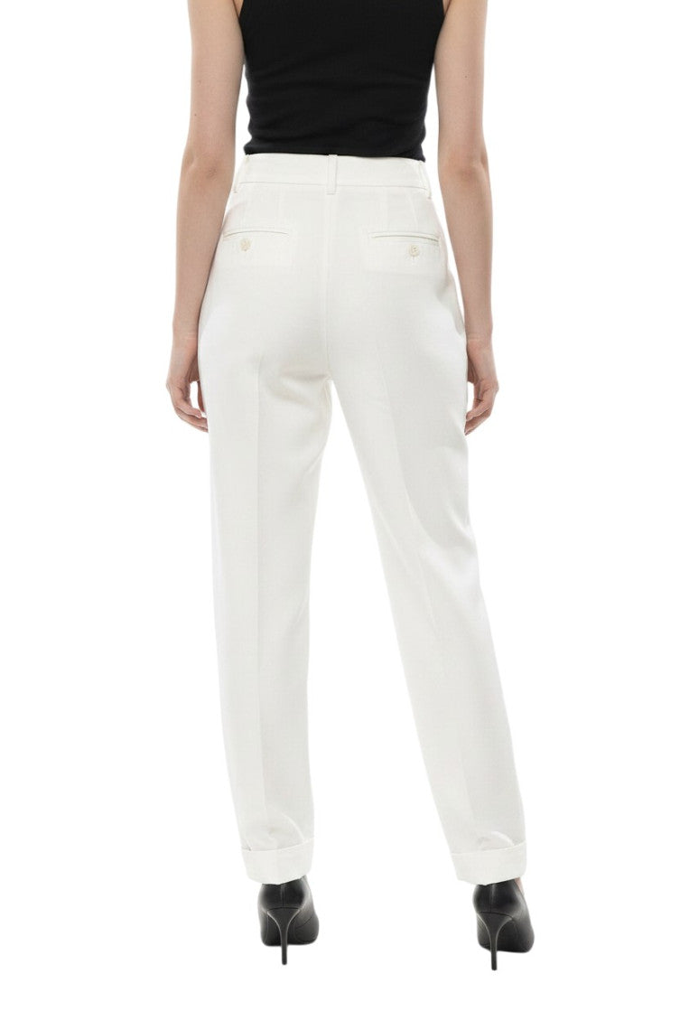 White Tapered Pleated Pants 2