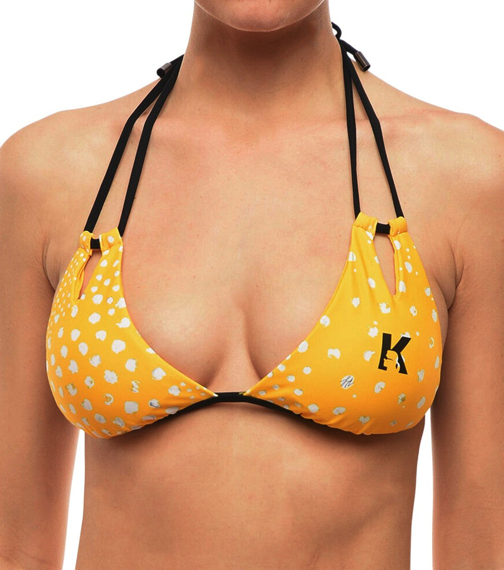 Yellow Printed Bikini Top Swimwear 1