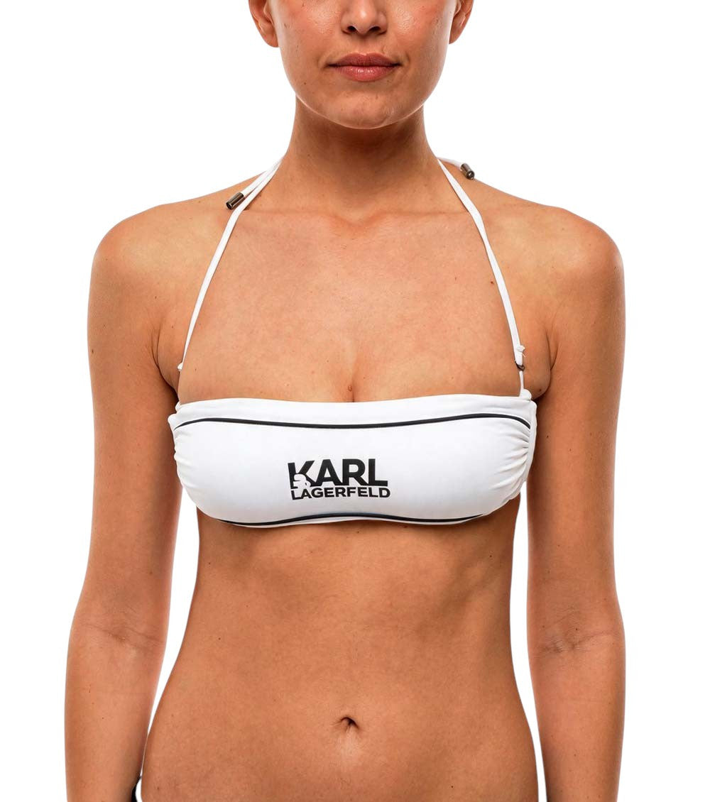 BlackWhite Logo Bikini Top Swimwear 1