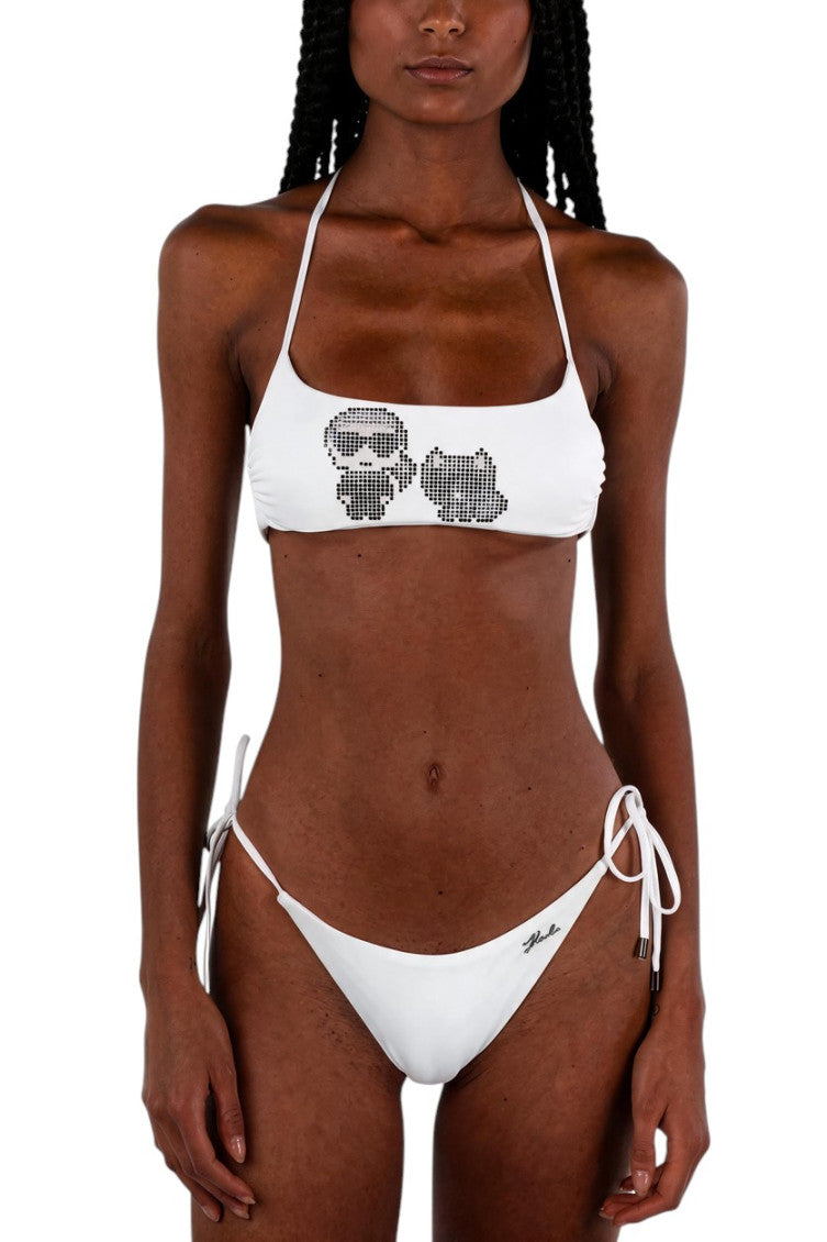 White Graphic Bikini Top Swimwear 1