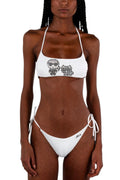 White Graphic Bikini Top Swimwear 1