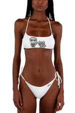 White Graphic Bikini Top Swimwear 1