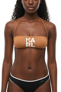 Brown Logo Bikini Top Swimwear 1
