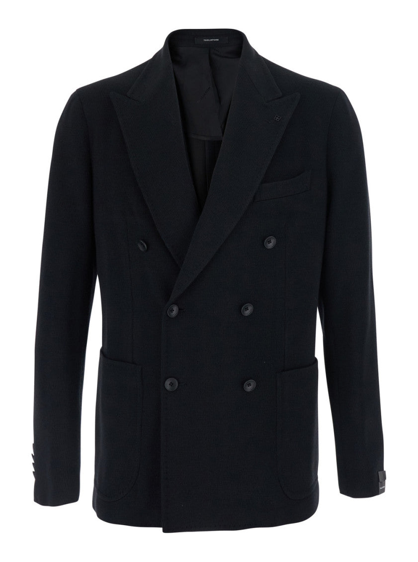 Black Peaked Lapel Blazer 1