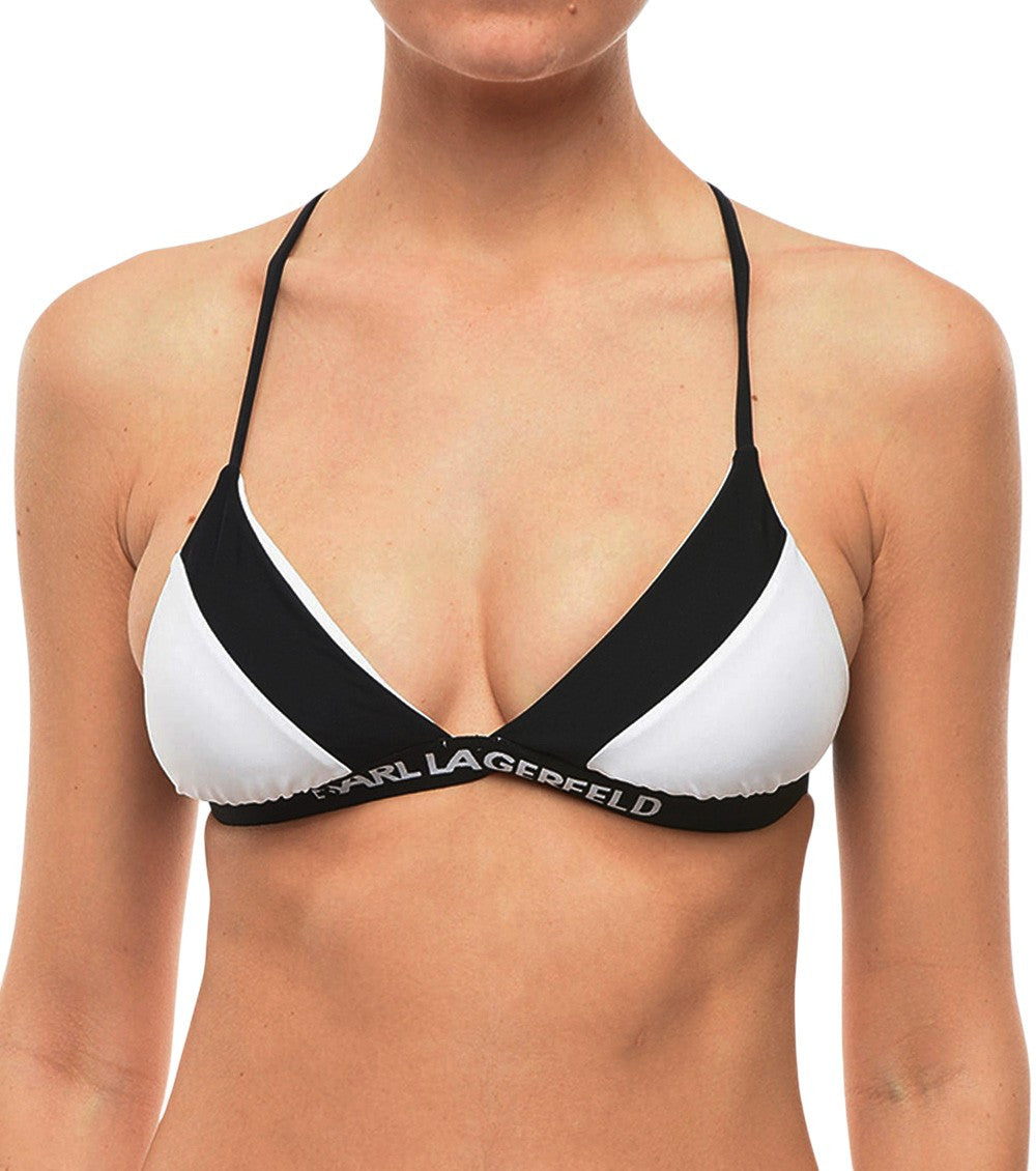 BlackWhite Logo Bikini Top Swimwear 1