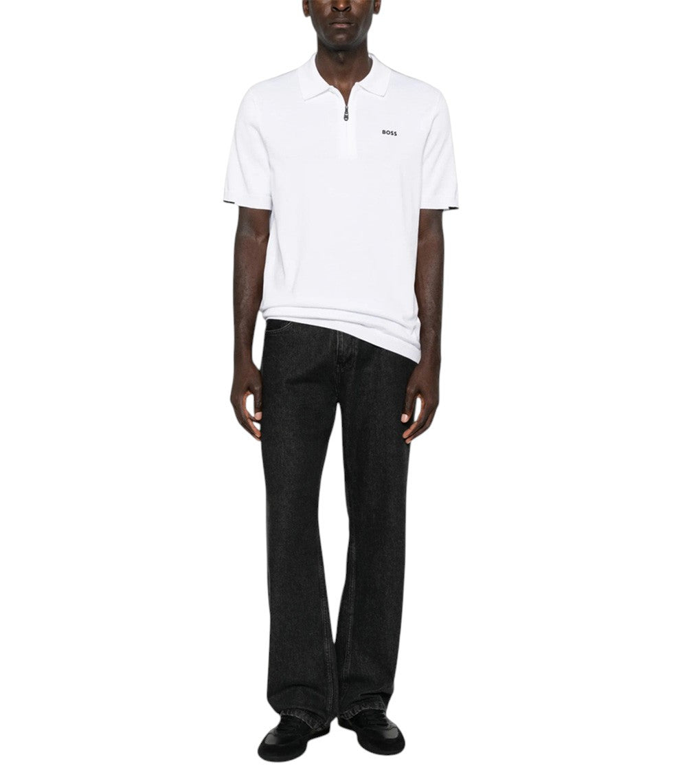 White Logo Shirt Collar Polo 4