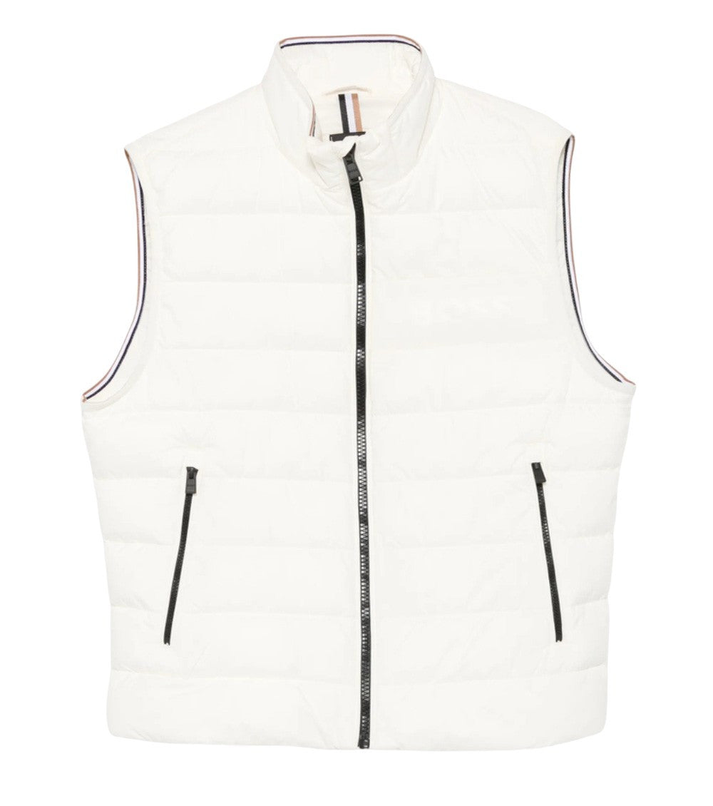 White Quilted Sleeveless Jacket 1