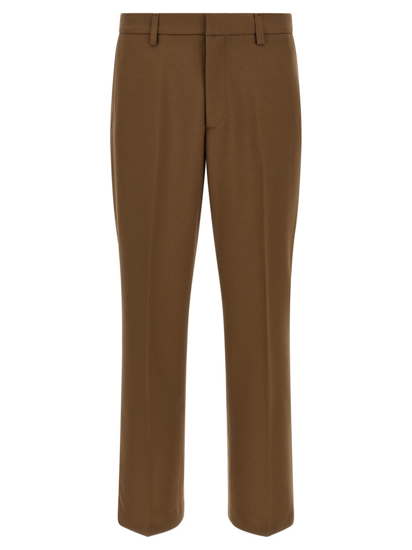 Brown Flat Front Trousers 1