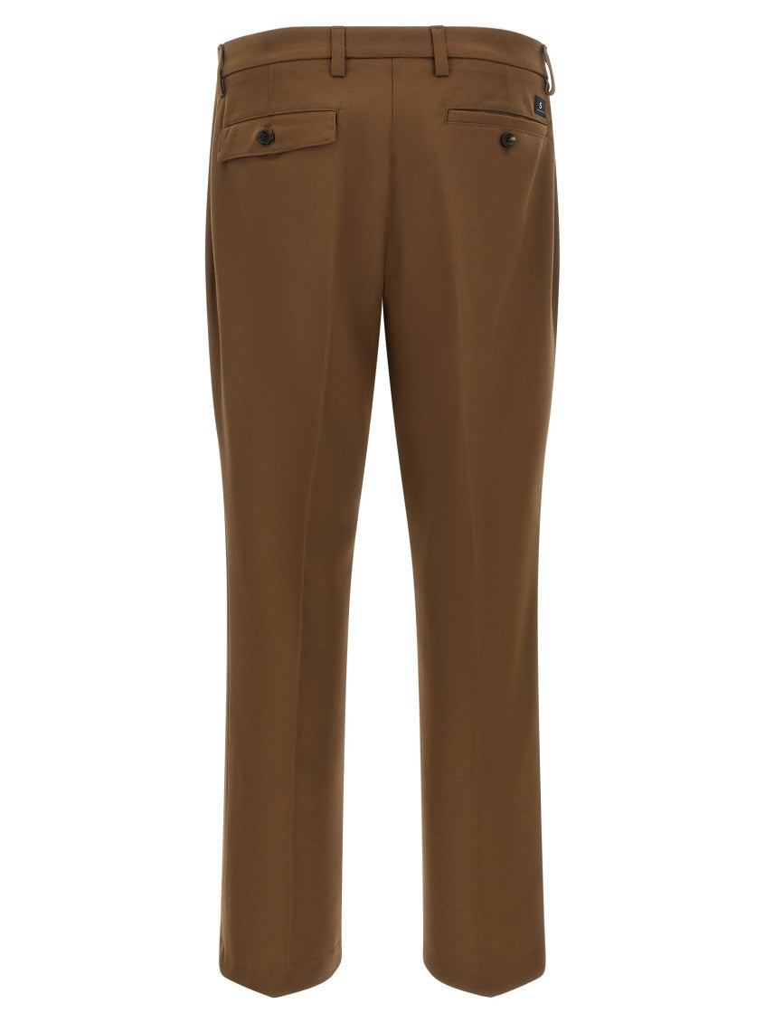 Brown Flat Front Trousers 2