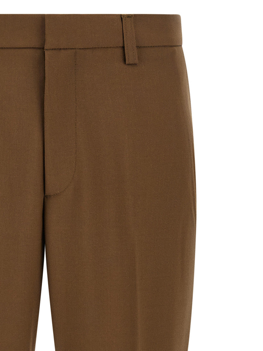 Brown Flat Front Trousers 3