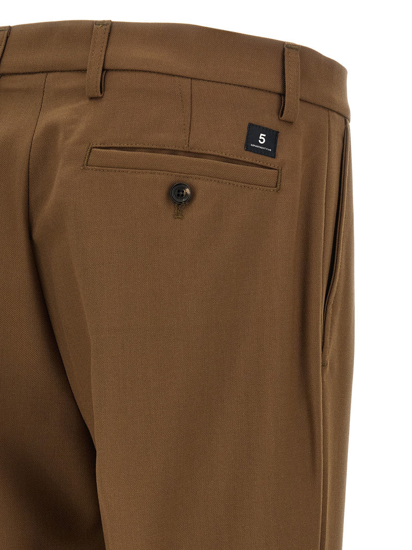 Brown Flat Front Trousers 4