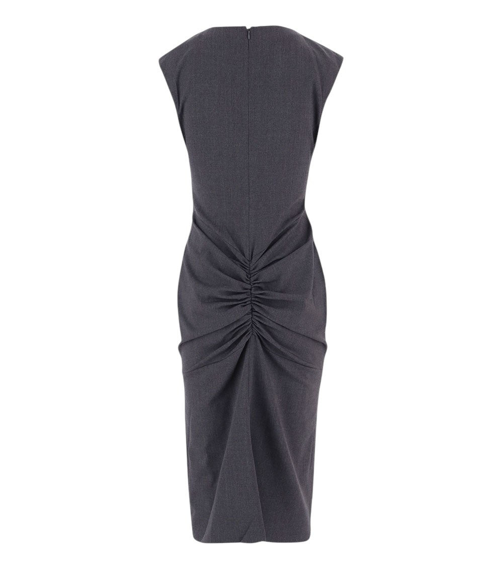 Dark Grey Boat Neck Midi Dress 2