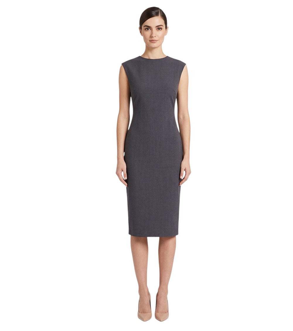 Dark Grey Boat Neck Midi Dress 3