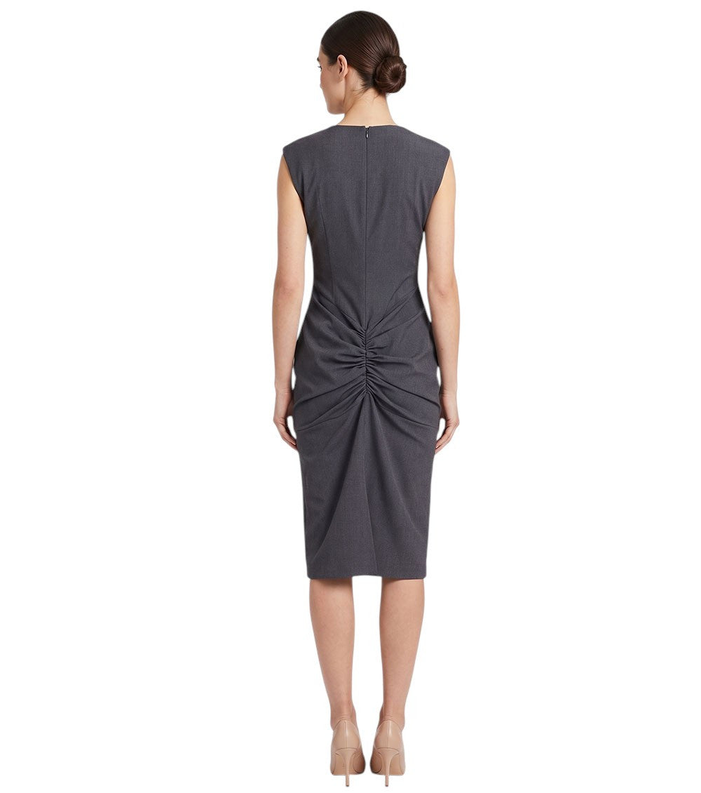 Dark Grey Boat Neck Midi Dress 4