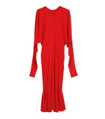 Red Solid Round Neck Midi Dress 1