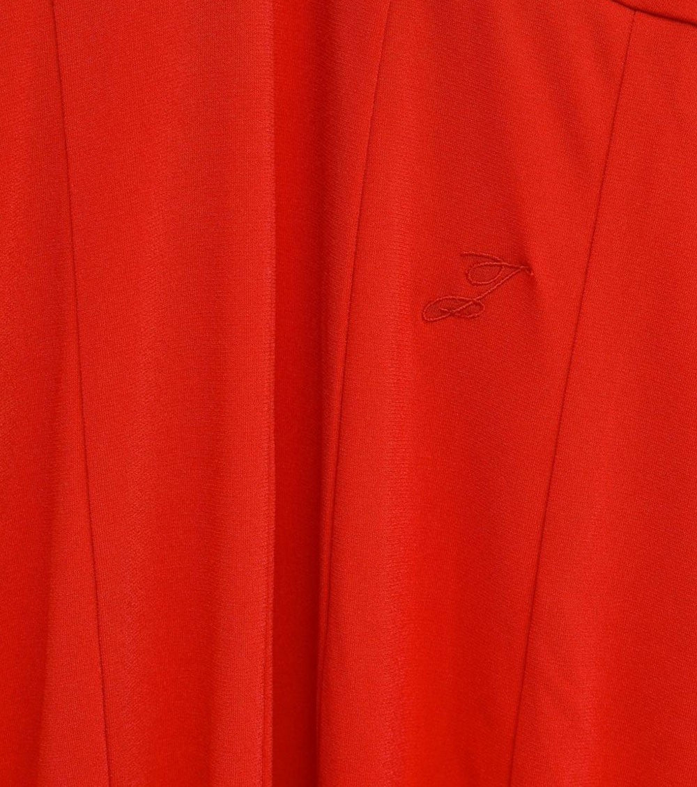 Red Solid Round Neck Midi Dress 5
