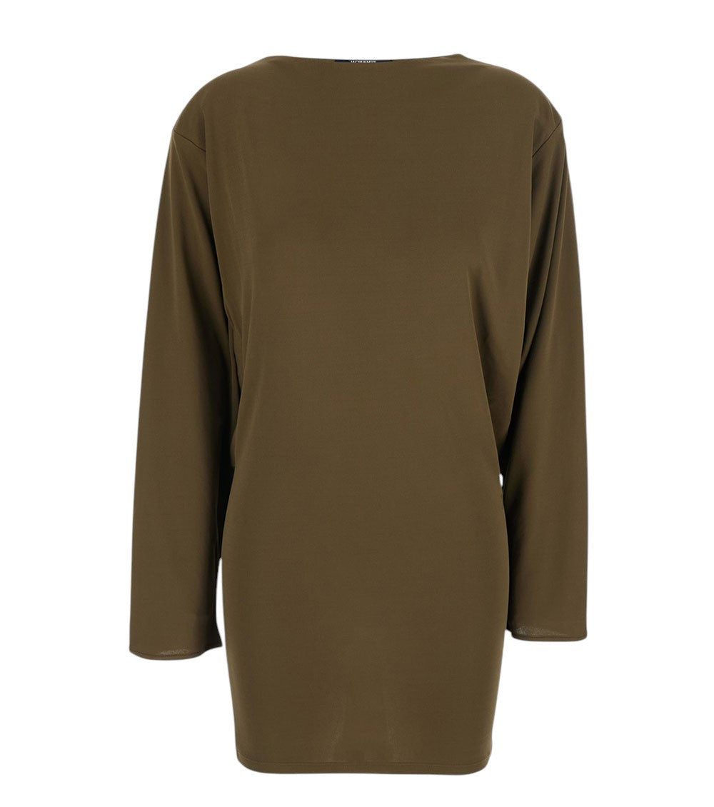 Green Boat Neck Mini Dress 1