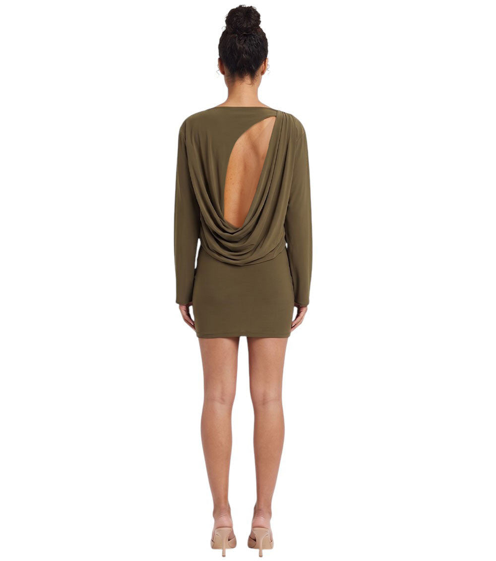 Green Boat Neck Mini Dress 4