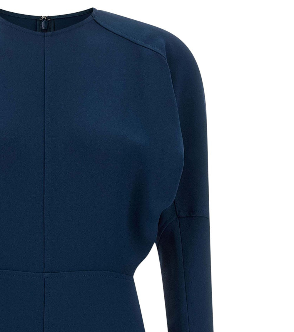 Blue Crew Neck Midi Dress 5