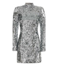 Silver Mock Collar Mini Dress 1
