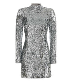 Silver Mock Collar Mini Dress 1