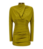 Green Mock Collar Mini Dress 1