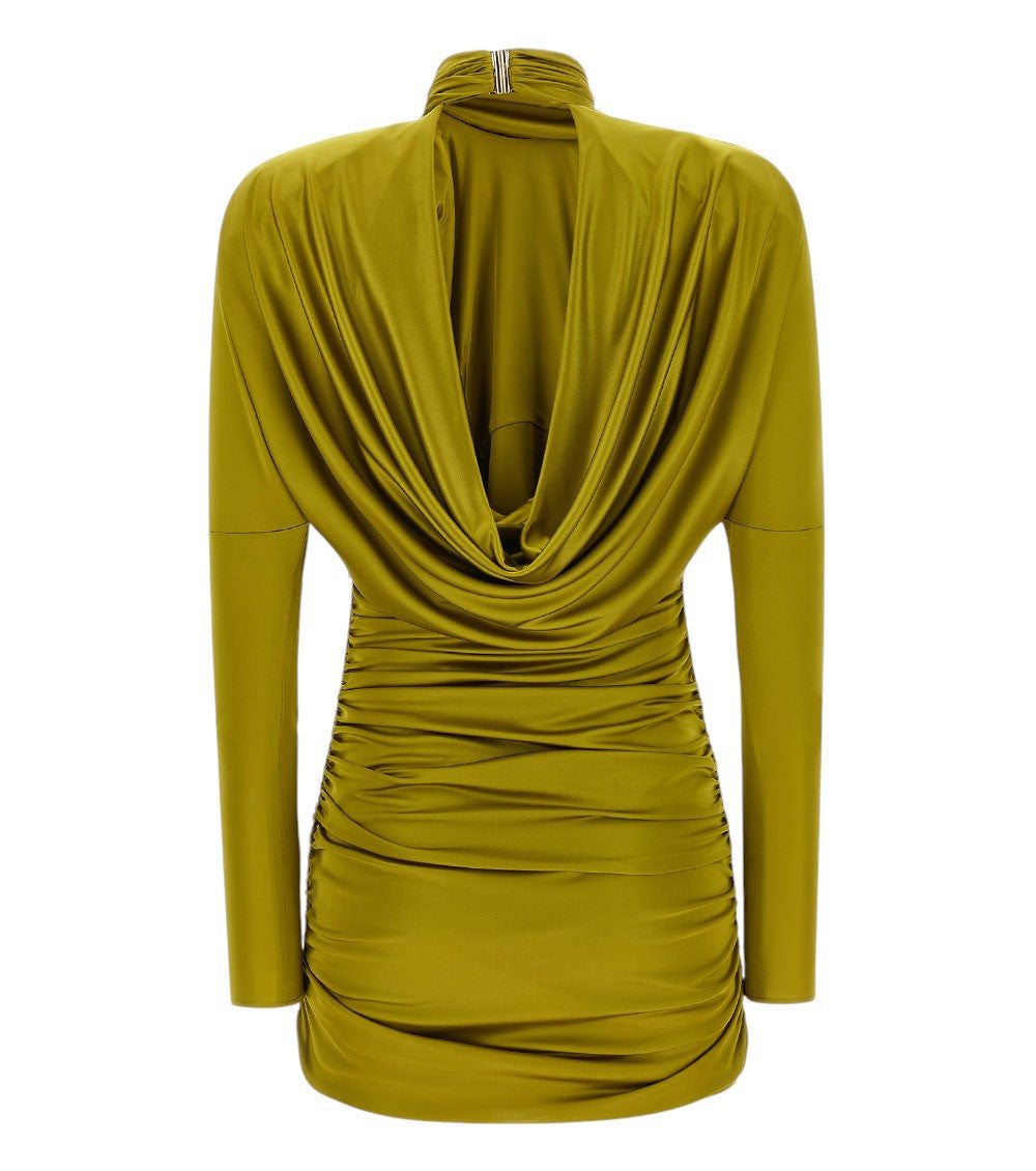 Green Mock Collar Mini Dress 2