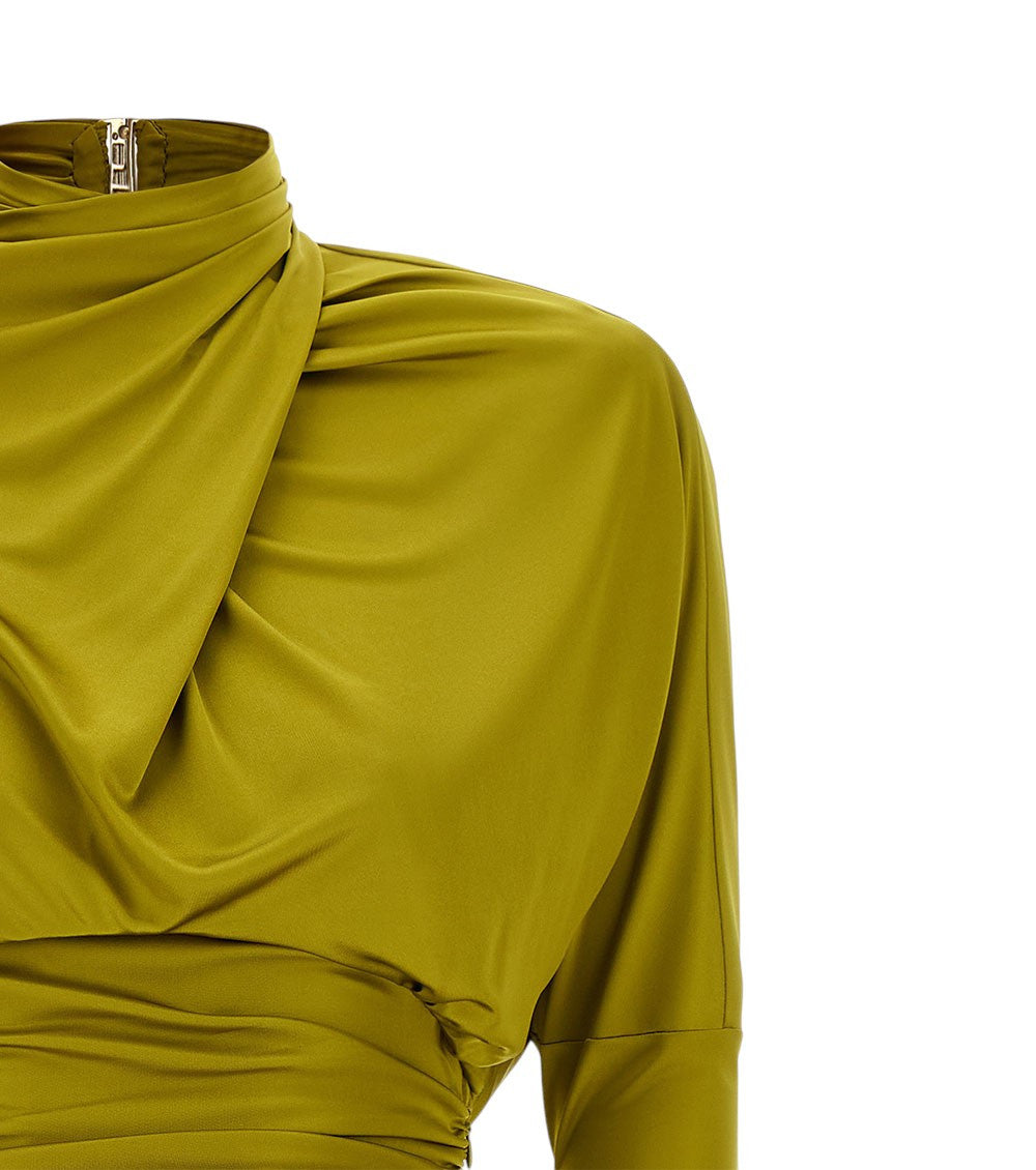 Green Mock Collar Mini Dress 5