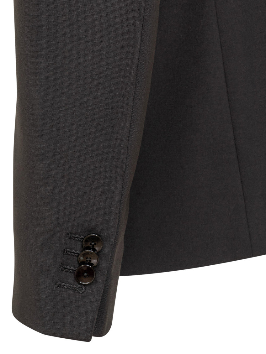 Dark Grey Peaked Lapel Blazer 3