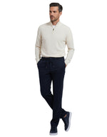 Blue Slim Solid Trousers 1