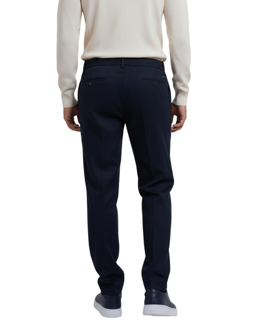Blue Slim Solid Trousers 2