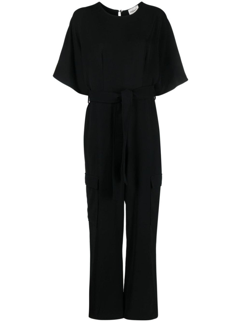 Black Wide Leg Cargo Jumpsuit 1