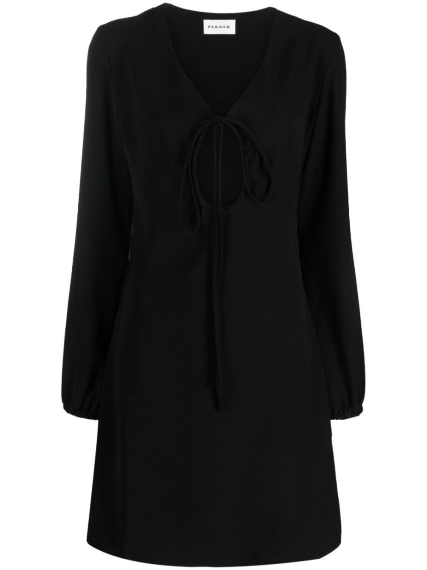 Black Abito V-neck Keyhole Dress 1