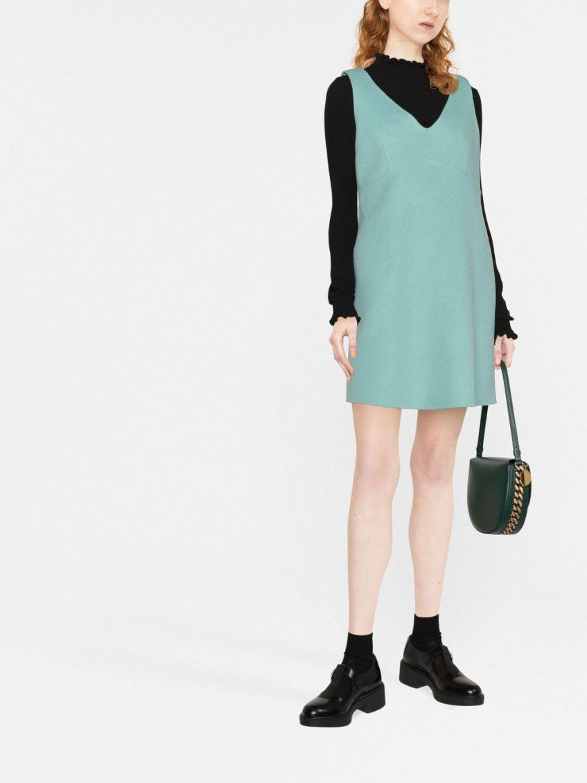 Light Blue Stud-detail Wool Mini Dress 2