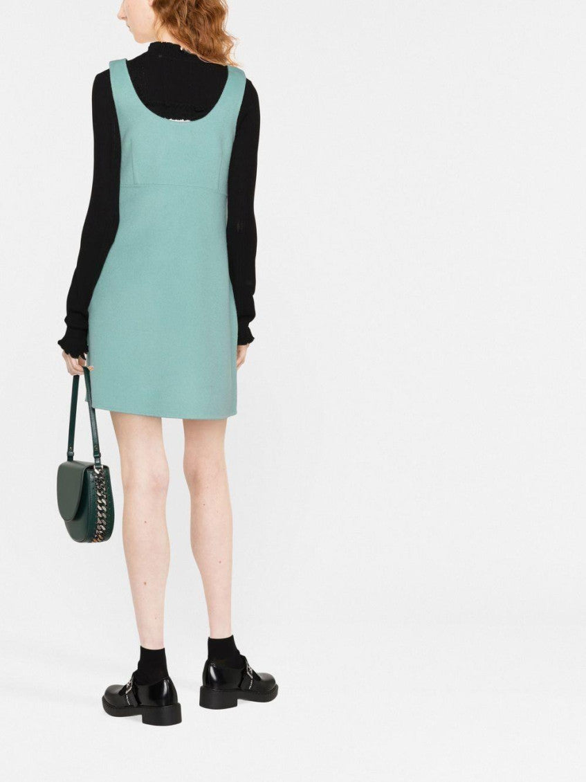 Light Blue Stud-detail Wool Mini Dress 3